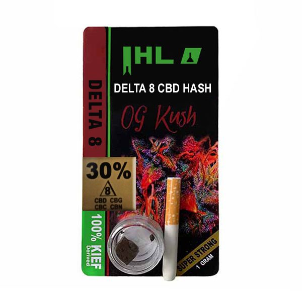 Delta 8 CBD Hash Sativa Black Hash – OG Kush – 1g 20% CBD (Pipe Included)