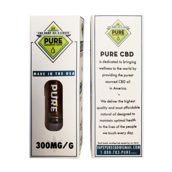 Pure CBD Vapors Distilled CBD Cartridge 300mg or 150mg (Choose Flavor)