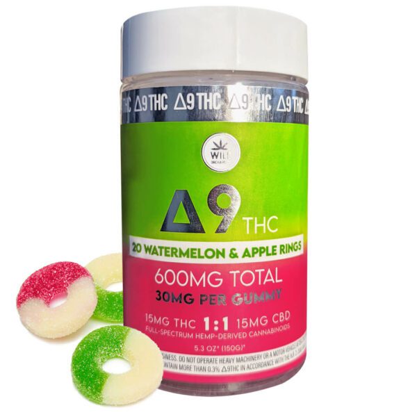 Delta 9 Watermelon and Apple Ring Chews (Choose mg)